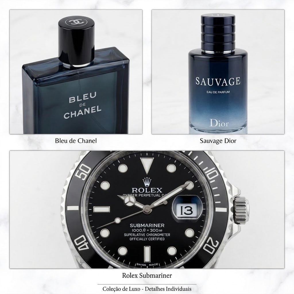KIT PERFUMES X2 + RELOJ ROLEX PLATA NEGRO